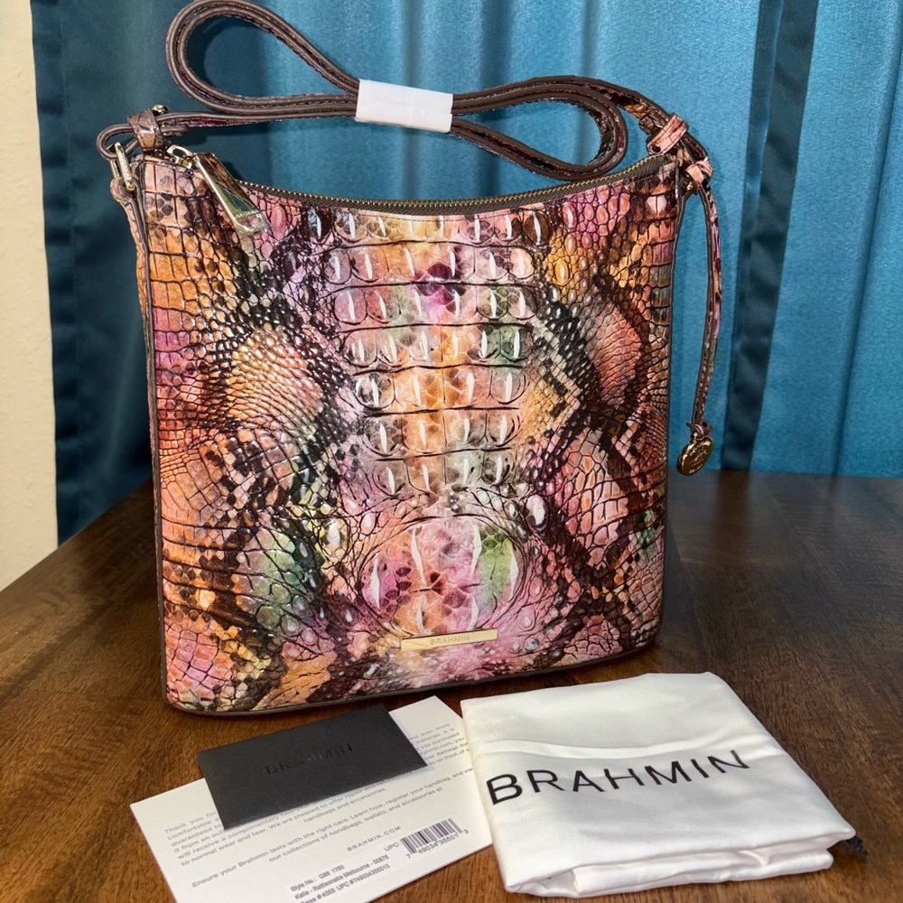 Brahmin NWOT Katie- Rattlesnake -Multicolor Leather Crossbody - GORGEOUS